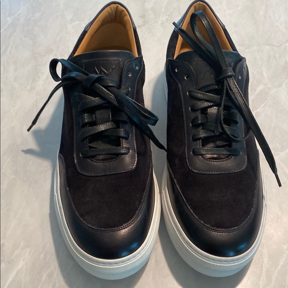 ACE MARKS Men's Black Leather & Suede Sneakers Made in Italy